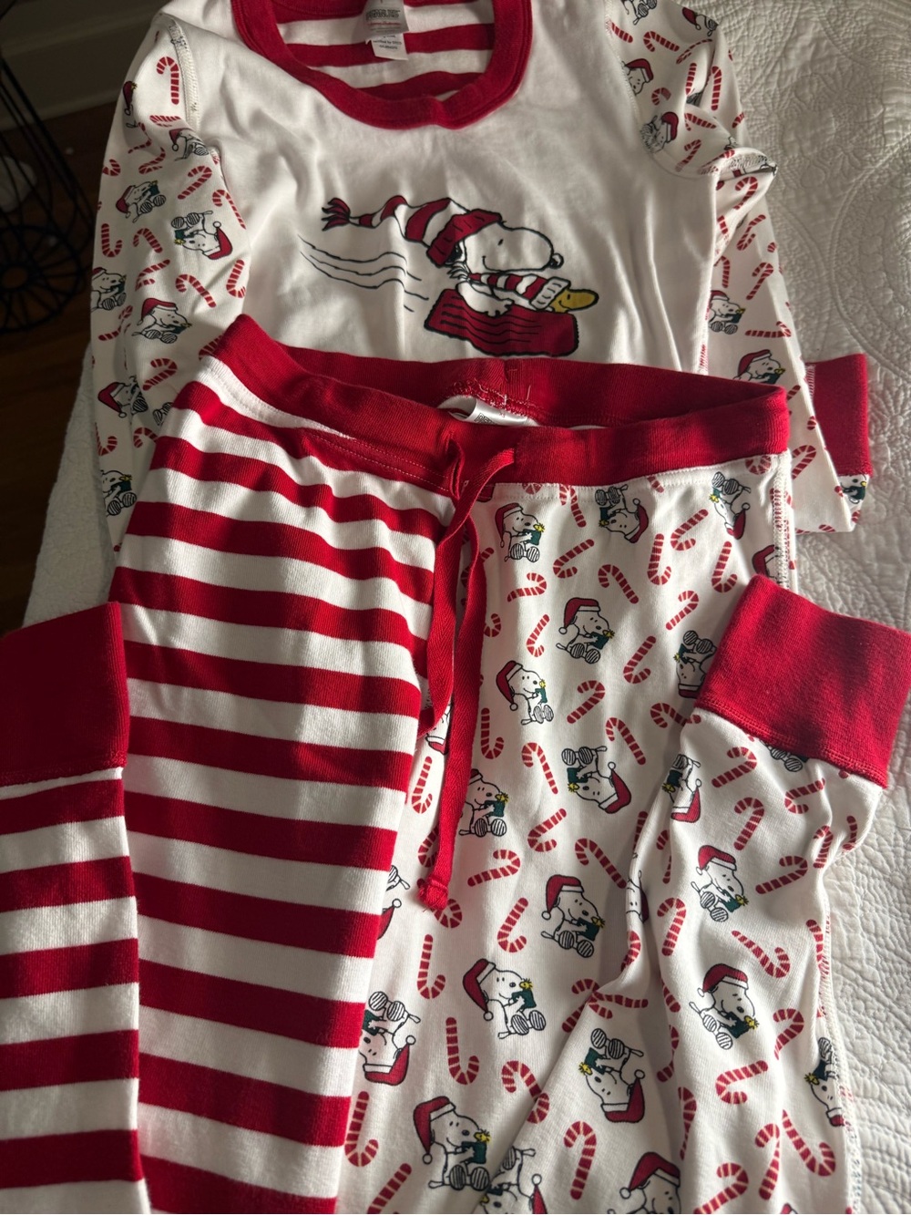 Hanna Andersson Peanuts Snoopy Christmas Pajamas S Top XS Pants